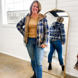 Lydia Plaid Sherpa Jacket in Blue