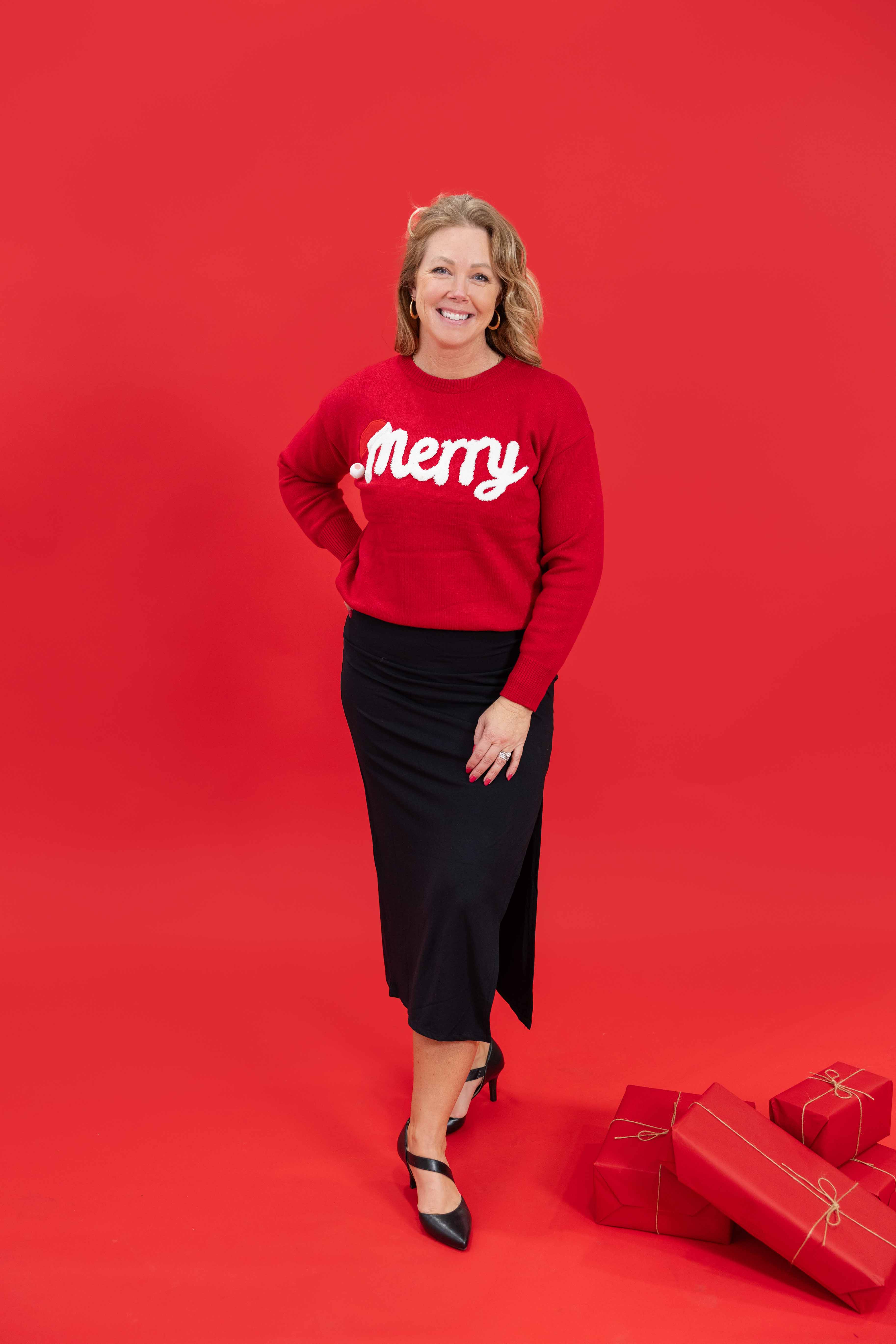 MERRY & Bright Holiday Sweater in Red