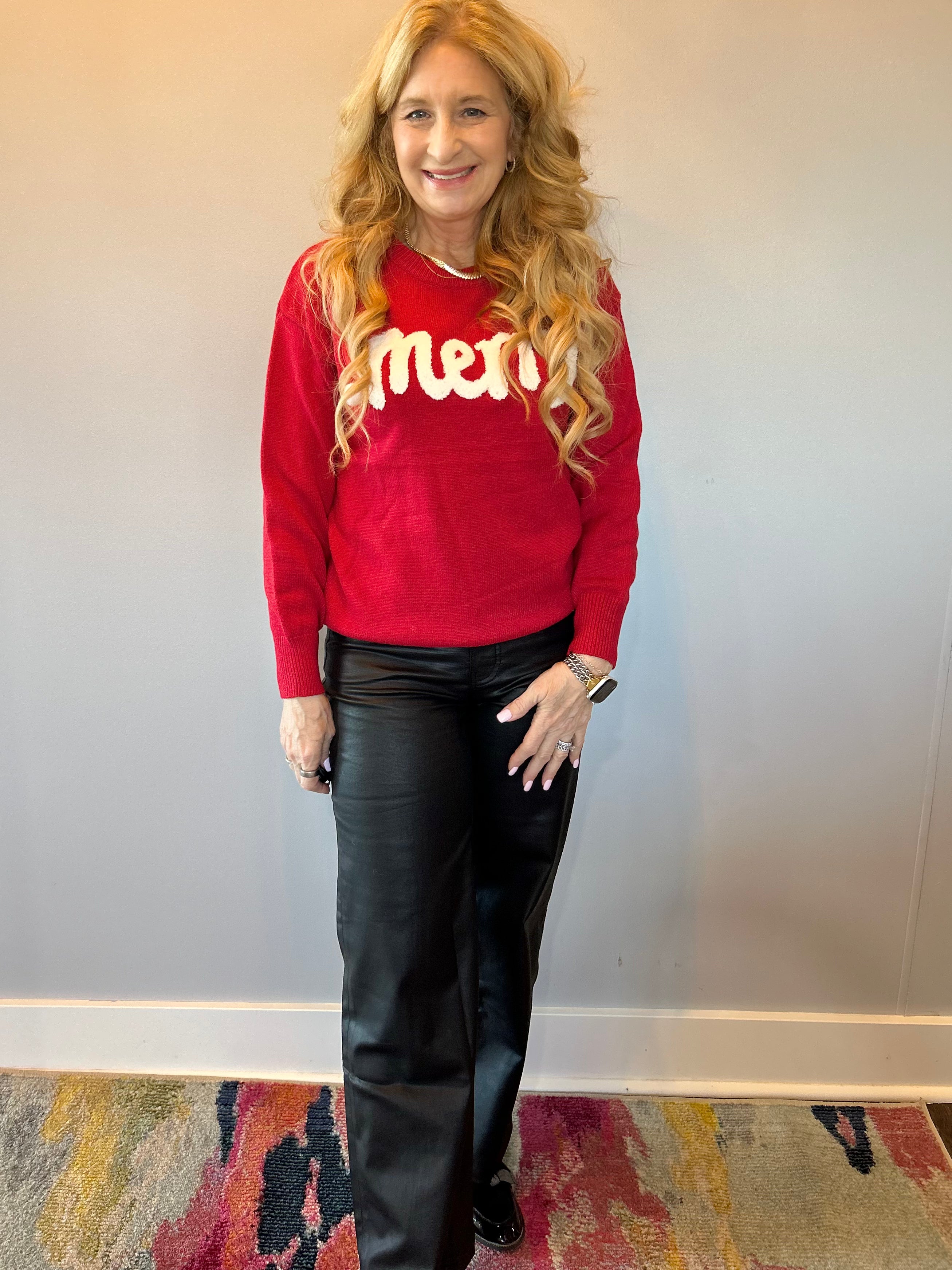 MERRY & Bright Holiday Sweater in Red