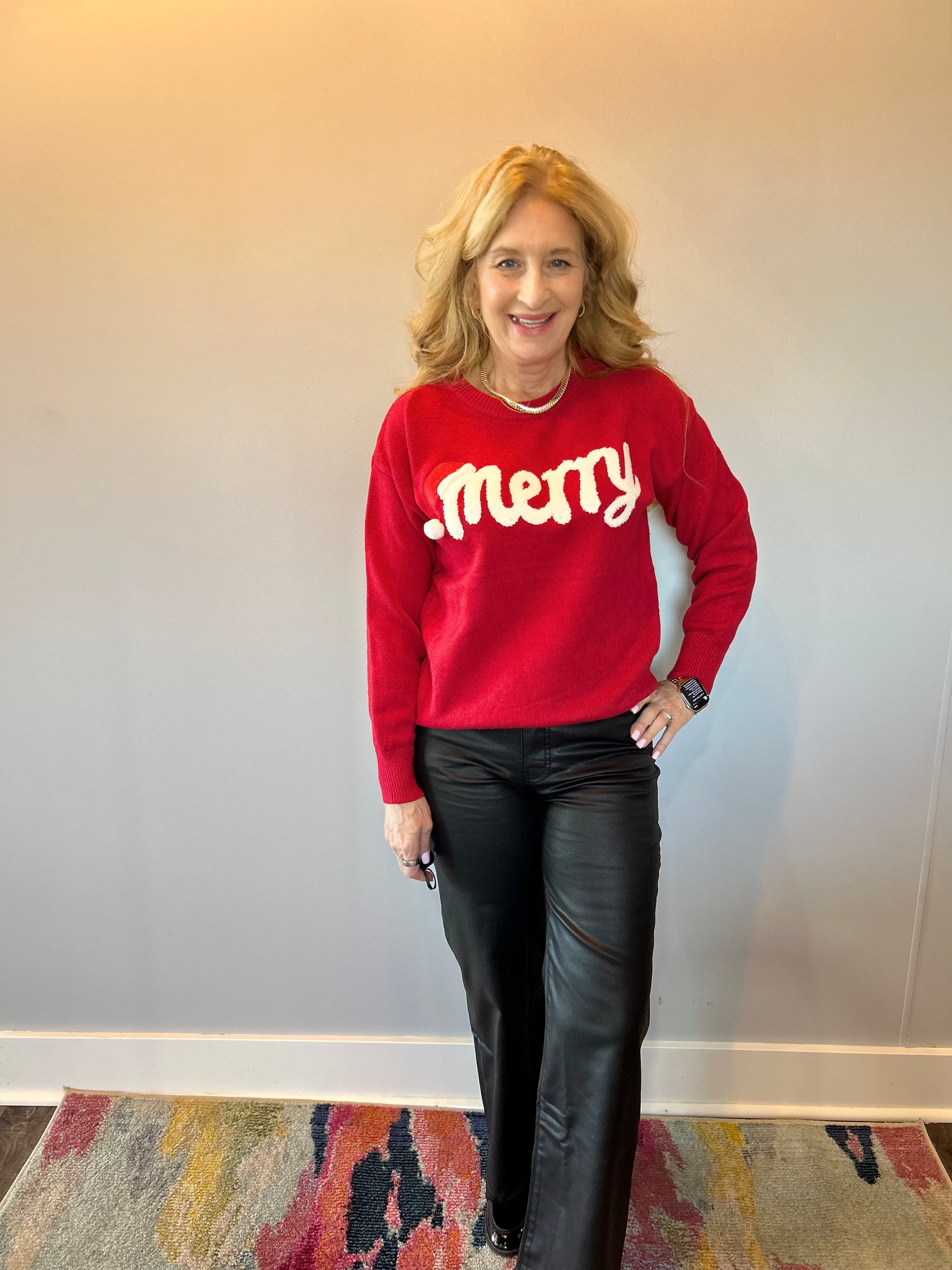 MERRY & Bright Holiday Sweater in Red