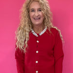 Main Jeweled Character Knit Sweater in Red