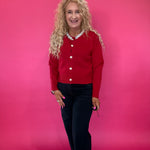 Main Jeweled Character Knit Sweater in Red