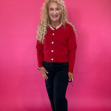 Main Jeweled Character Knit Sweater in Red
