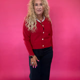 Main Jeweled Character Knit Sweater in Red