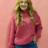 Make You Mine Mock Neck Sweater in Pink