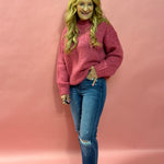 Make You Mine Mock Neck Sweater in Pink