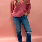 Make You Mine Mock Neck Sweater in Pink