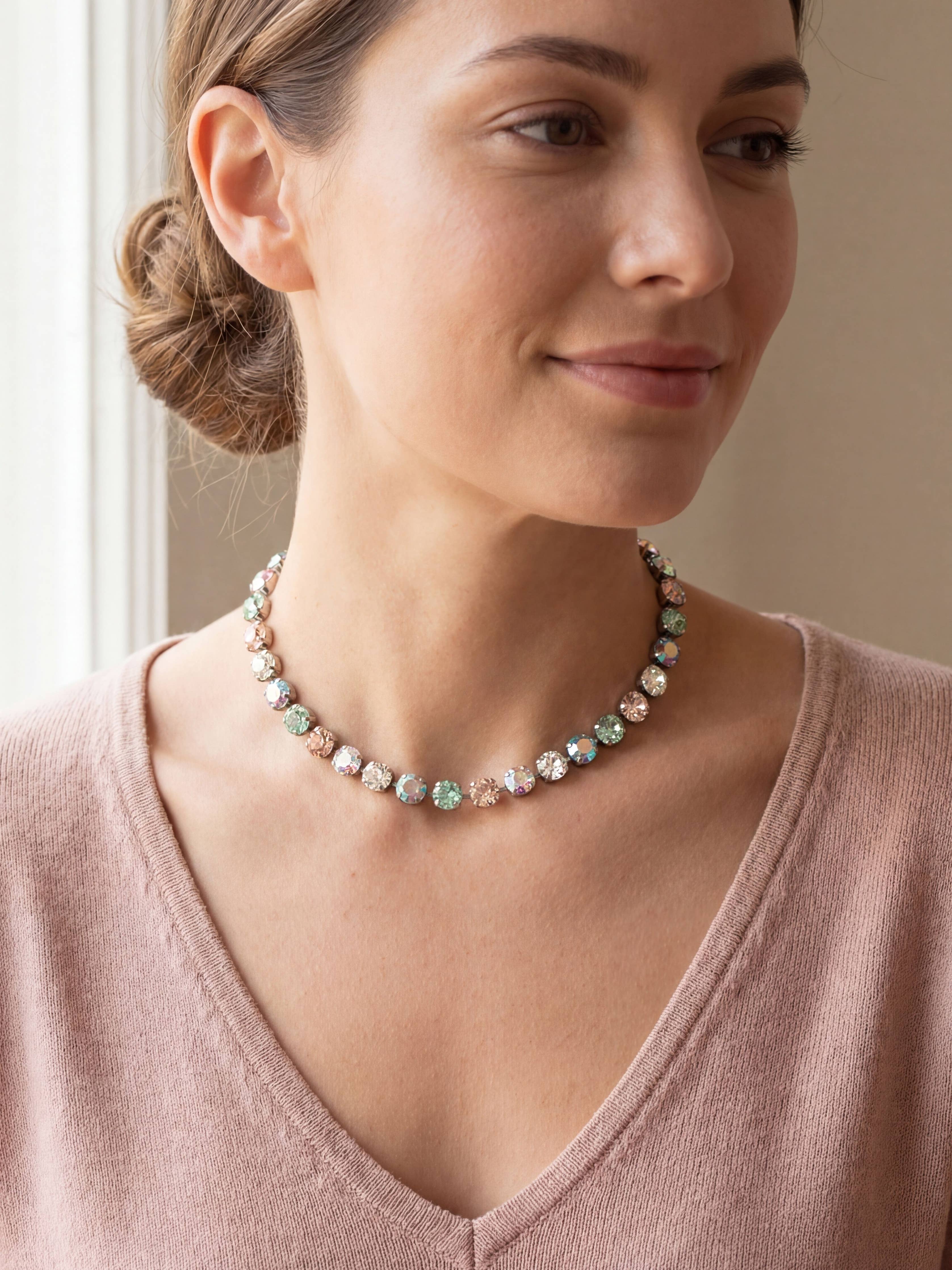 Sorrelli Matilda choker necklace with pastel iridescent round-cut crystals – Shabby 2 Chic Boutiques