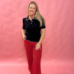 Meg Fab Ab Ruby Red Wide-Leg Jeans