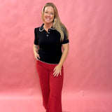 Meg Fab Ab Ruby Red Wide-Leg Jeans
