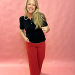 Meg Fab Ab Ruby Red Wide-Leg Jeans