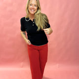 Meg Fab Ab Ruby Red Wide-Leg Jeans