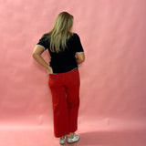 Meg Fab Ab Ruby Red Wide-Leg Jeans