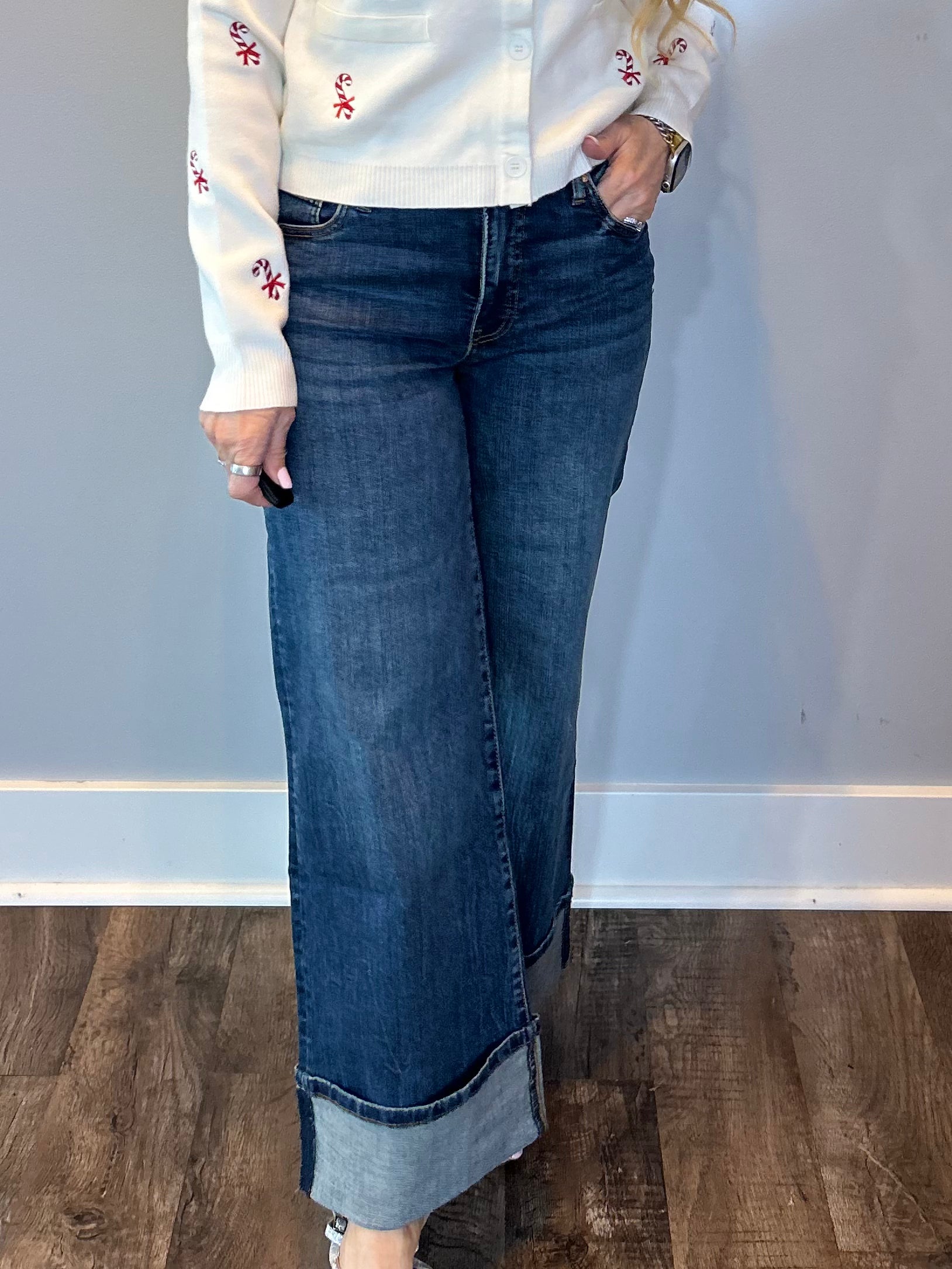 Meg HR Dark Wash with Roll Up Cuff