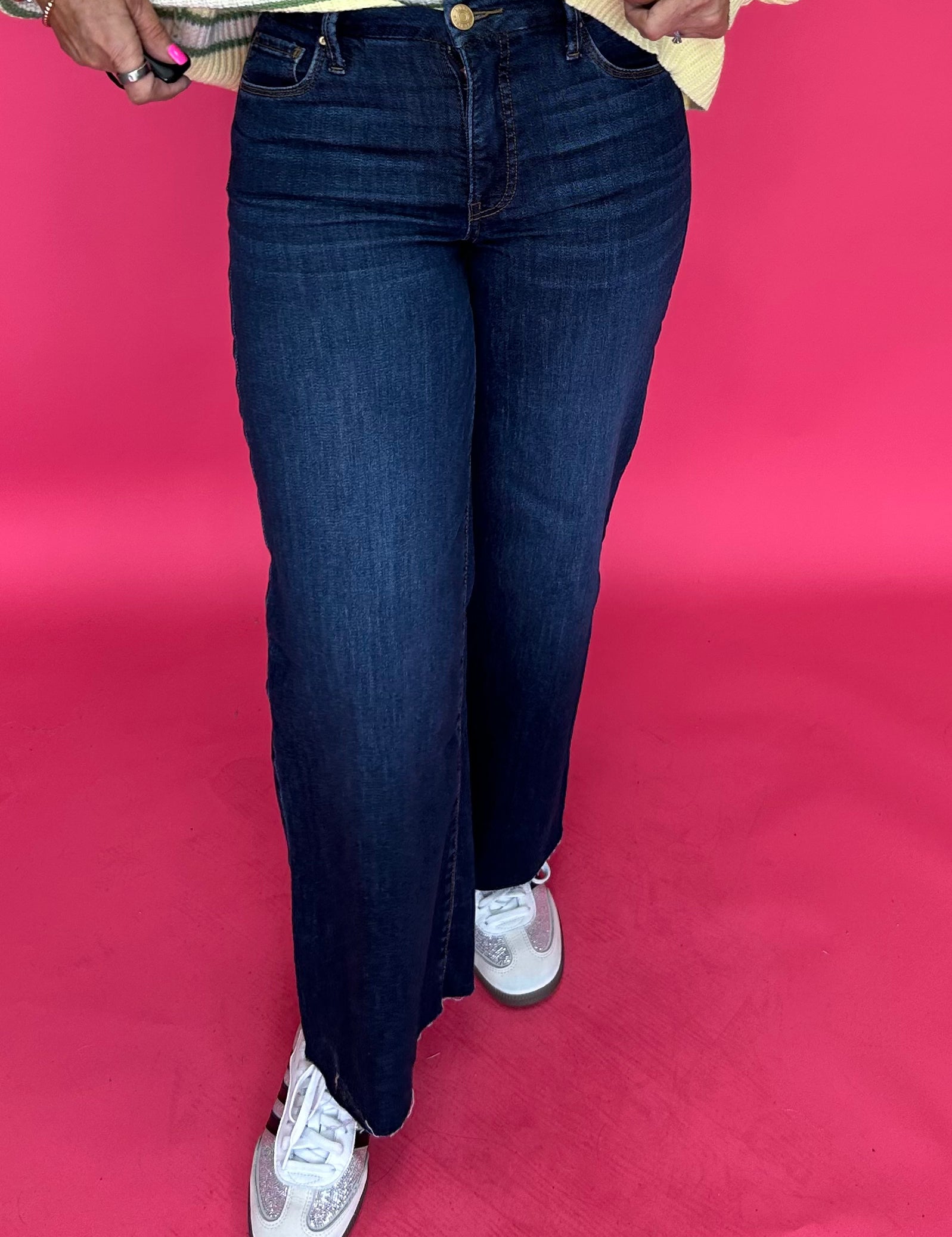 Meg High Rise Fab Ab Wide Leg Raw Hem