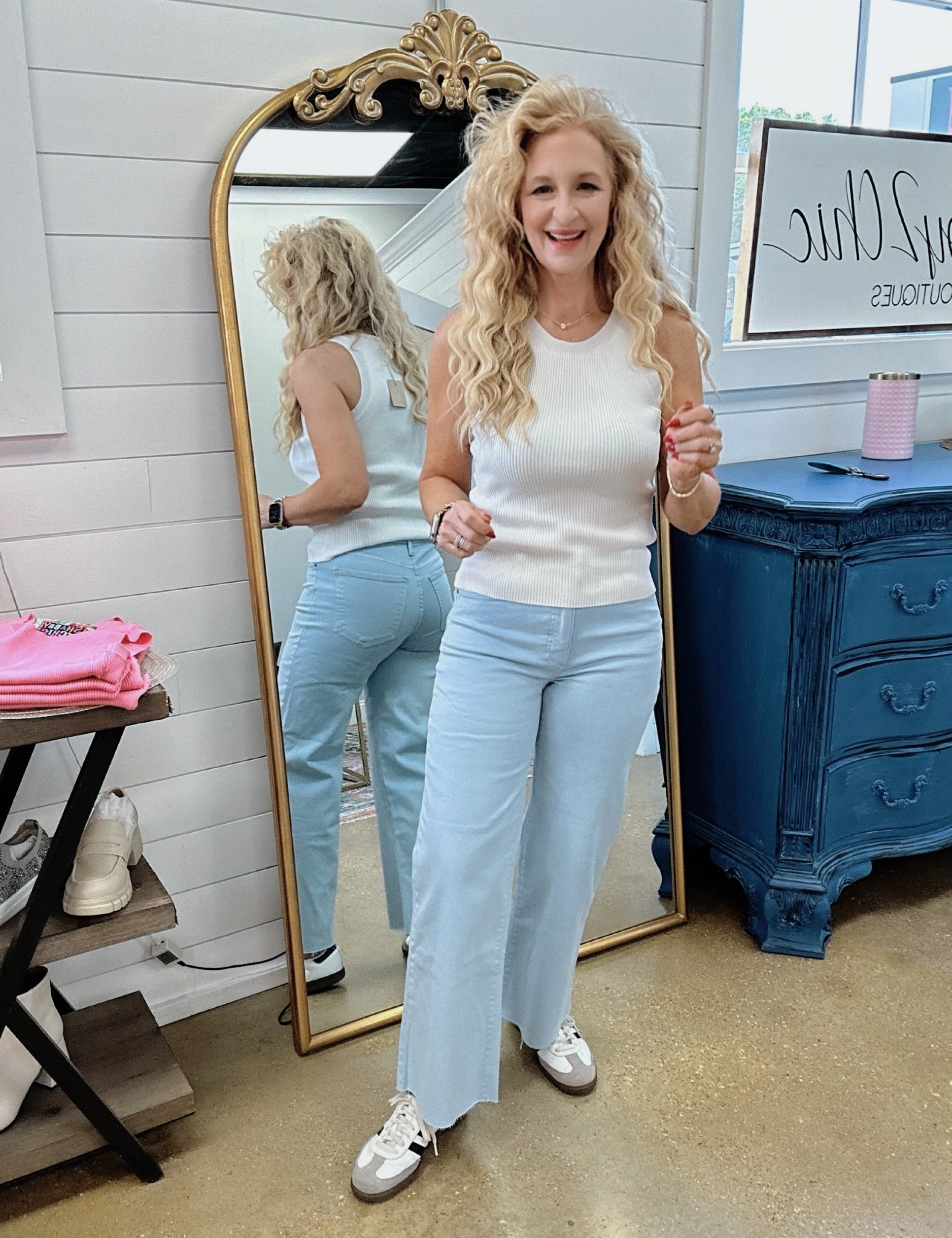 Meg High Rise Fab Ab Wide Leg in Baby Blue