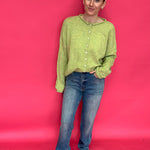 Side view of the straight leg jeans showing the 33 inch inseam and 17 inch leg opening