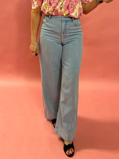 Mia Loose Wide Leg Denim Pant in Faded Indigo