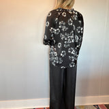 Midnight Bloom Satin Blouse in Black