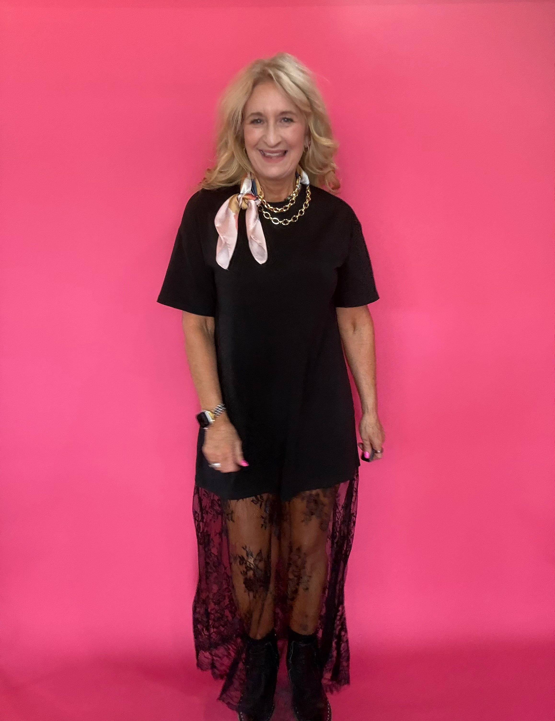 Midnight Lace Moment Tunic Dress in Black