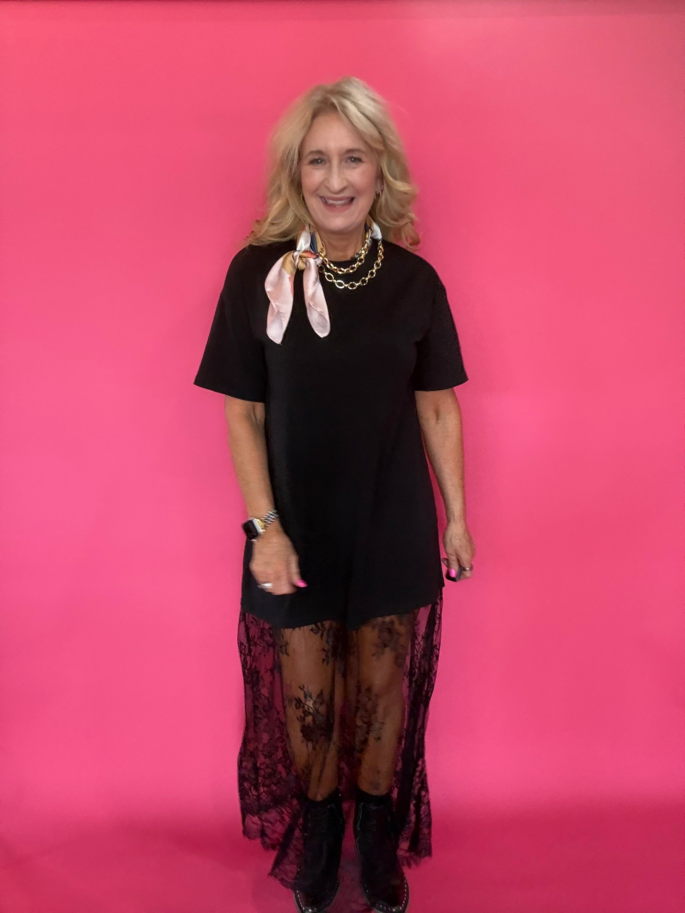 Midnight Lace Moment Tunic Dress in Black