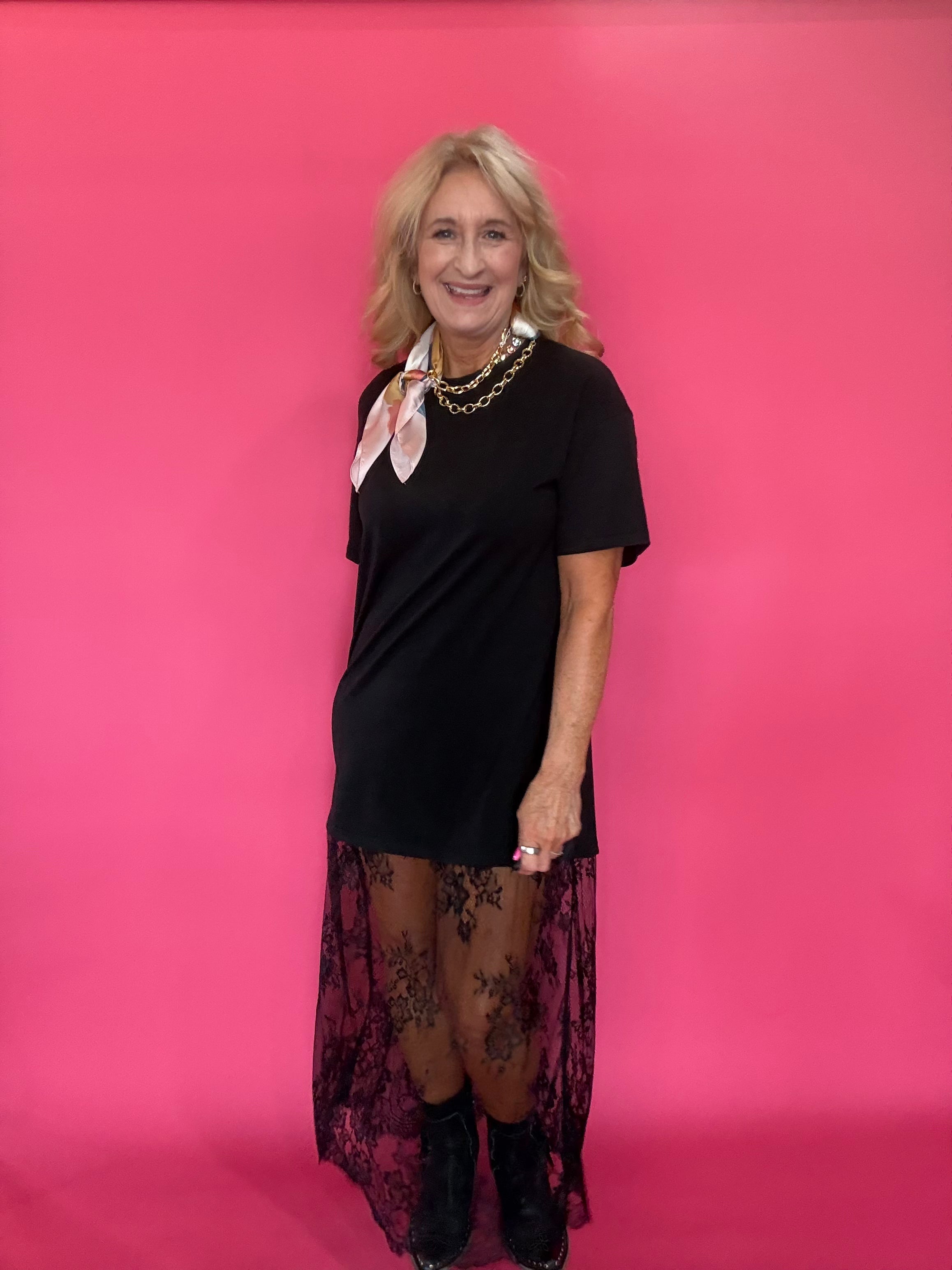 Midnight Lace Moment Tunic Dress in Black