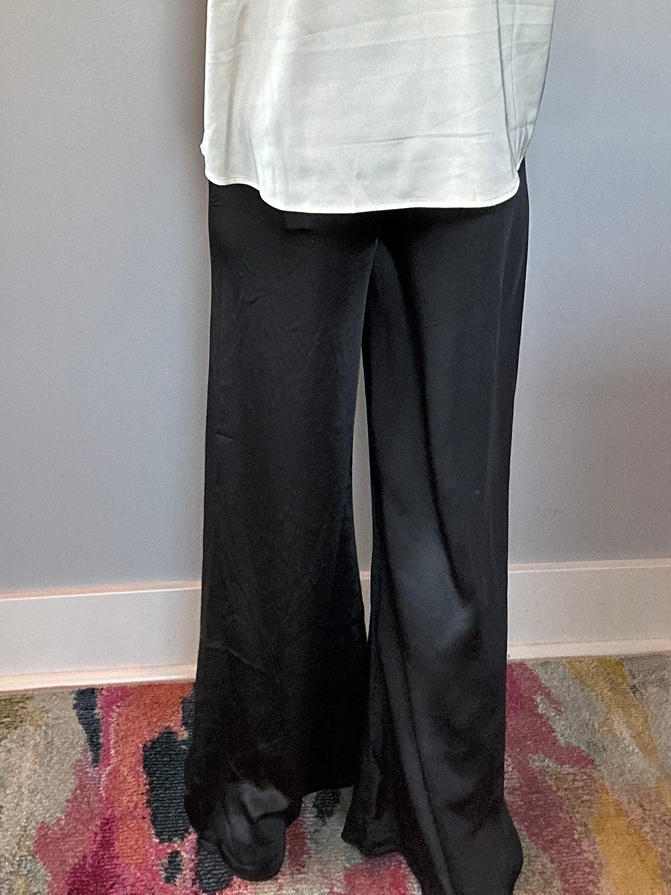 Midnight Luxe Satin Pants in Black