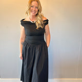 Midnight Muse Off-Shoulder Dress in Black