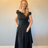 Midnight Muse Off-Shoulder Dress in Black