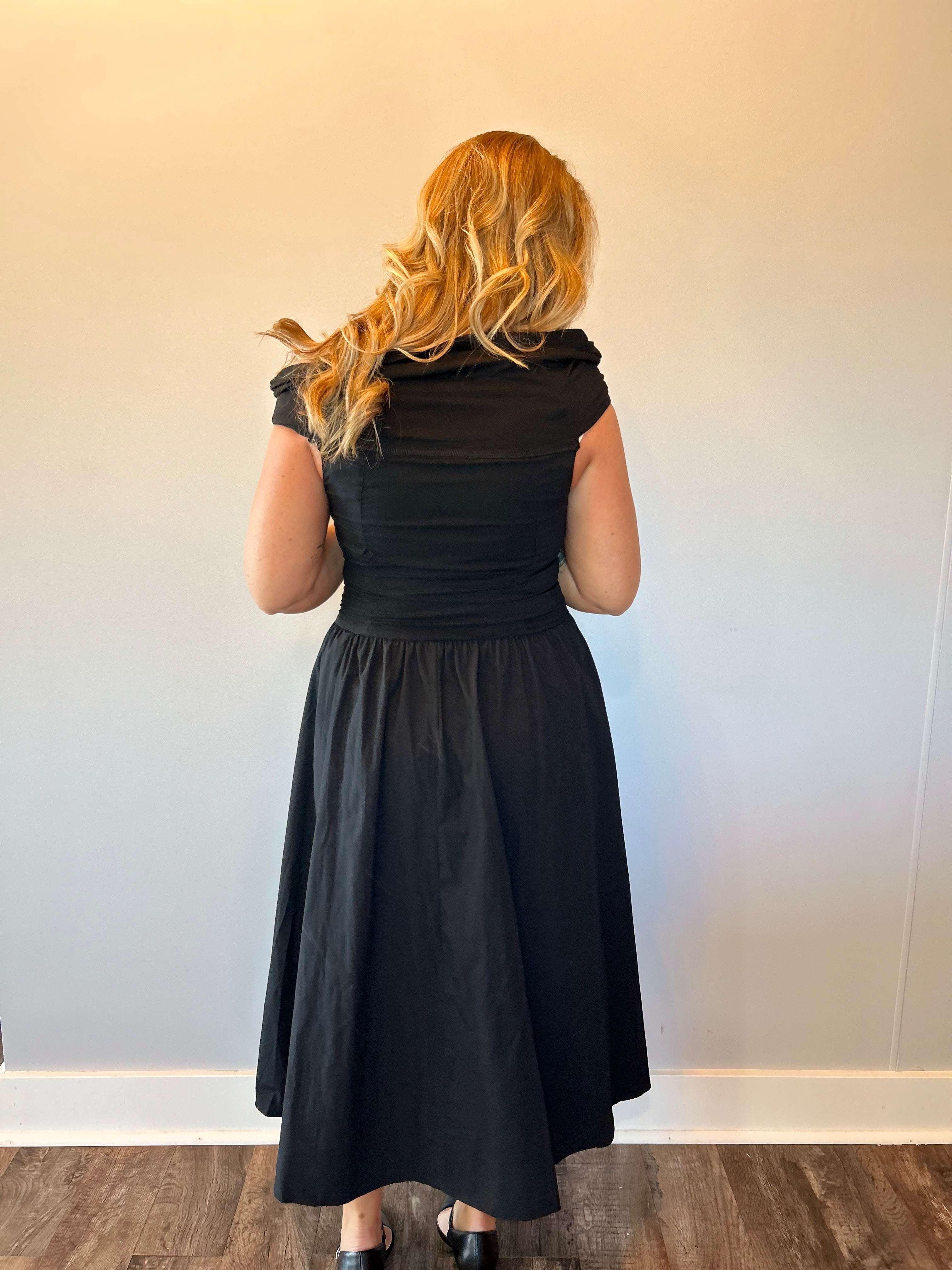 Midnight Muse Off-Shoulder Dress in Black