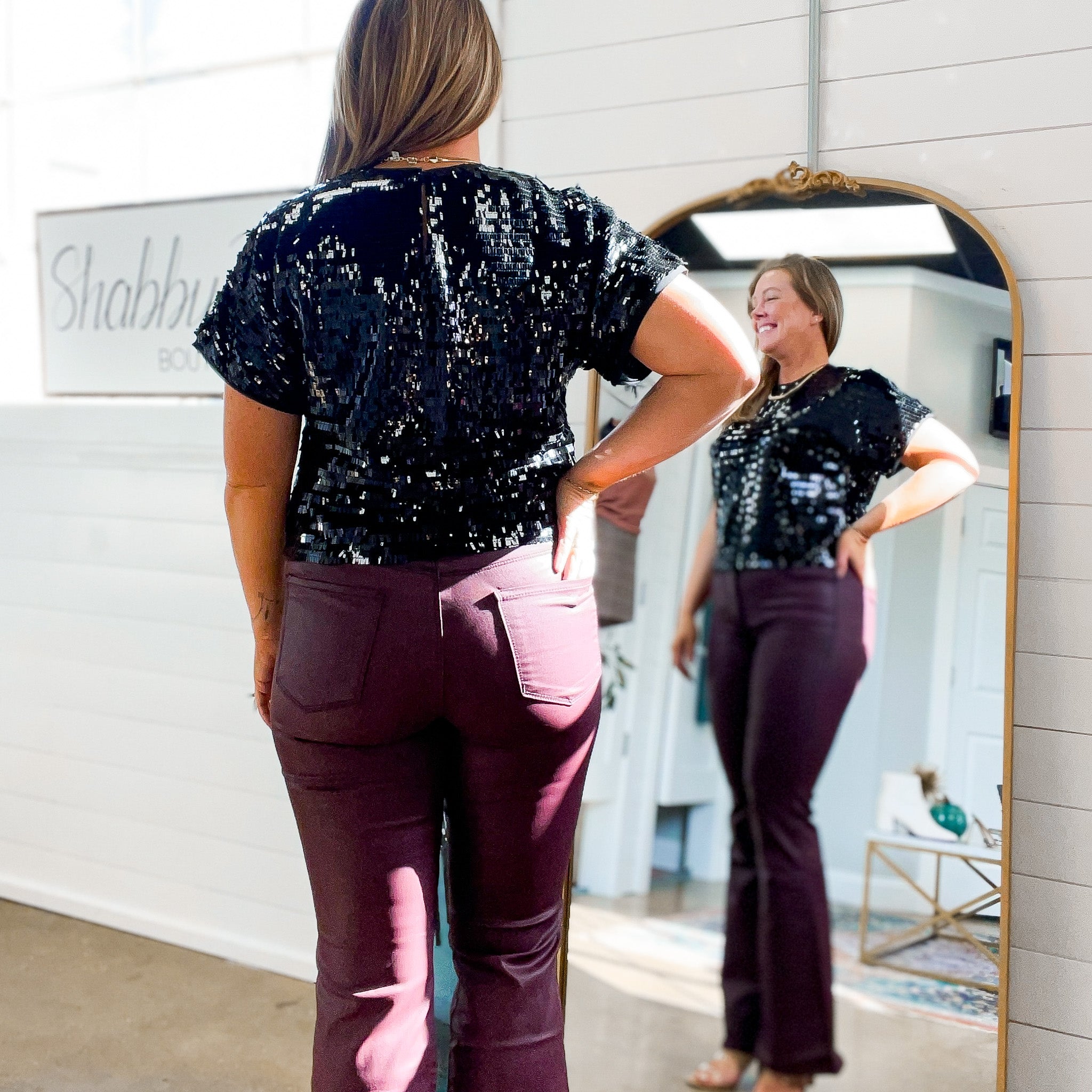 Midnight Sequin Top in Black