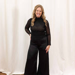 Midnight Sparkle Mesh Top in Black