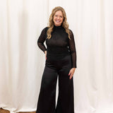 Midnight Sparkle Mesh Top in Black