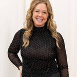 Midnight Sparkle Mesh Top in Black