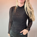 Midnight Sparkle Mesh Top in Black