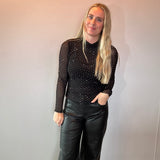Midnight Sparkle Mesh Top in Black