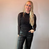 Midnight Sparkle Mesh Top in Black
