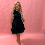 Midnight Whimsy Poplin Mini Dress in Black