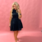 Midnight Whimsy Poplin Mini Dress in Black
