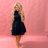 Midnight Whimsy Poplin Mini Dress in Black