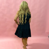 Midnight Whimsy Poplin Mini Dress in Black