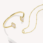 Mini Abbie Gold Satellite Short Pendant Necklace in Ivory Mother-of-Pearl