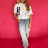 Mixed-Media Studded USA Graphic Tee