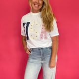 Mixed-Media Studded USA Graphic Tee