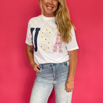 Mixed-Media Studded USA Graphic Tee
