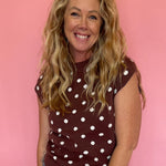 Mocha Polka Dot Cap Sleeve Sweater