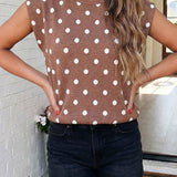 Mocha Polka Dot Cap Sleeve Sweater