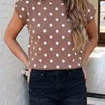 Mocha Polka Dot Cap Sleeve Sweater