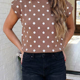 Mocha Polka Dot Cap Sleeve Sweater