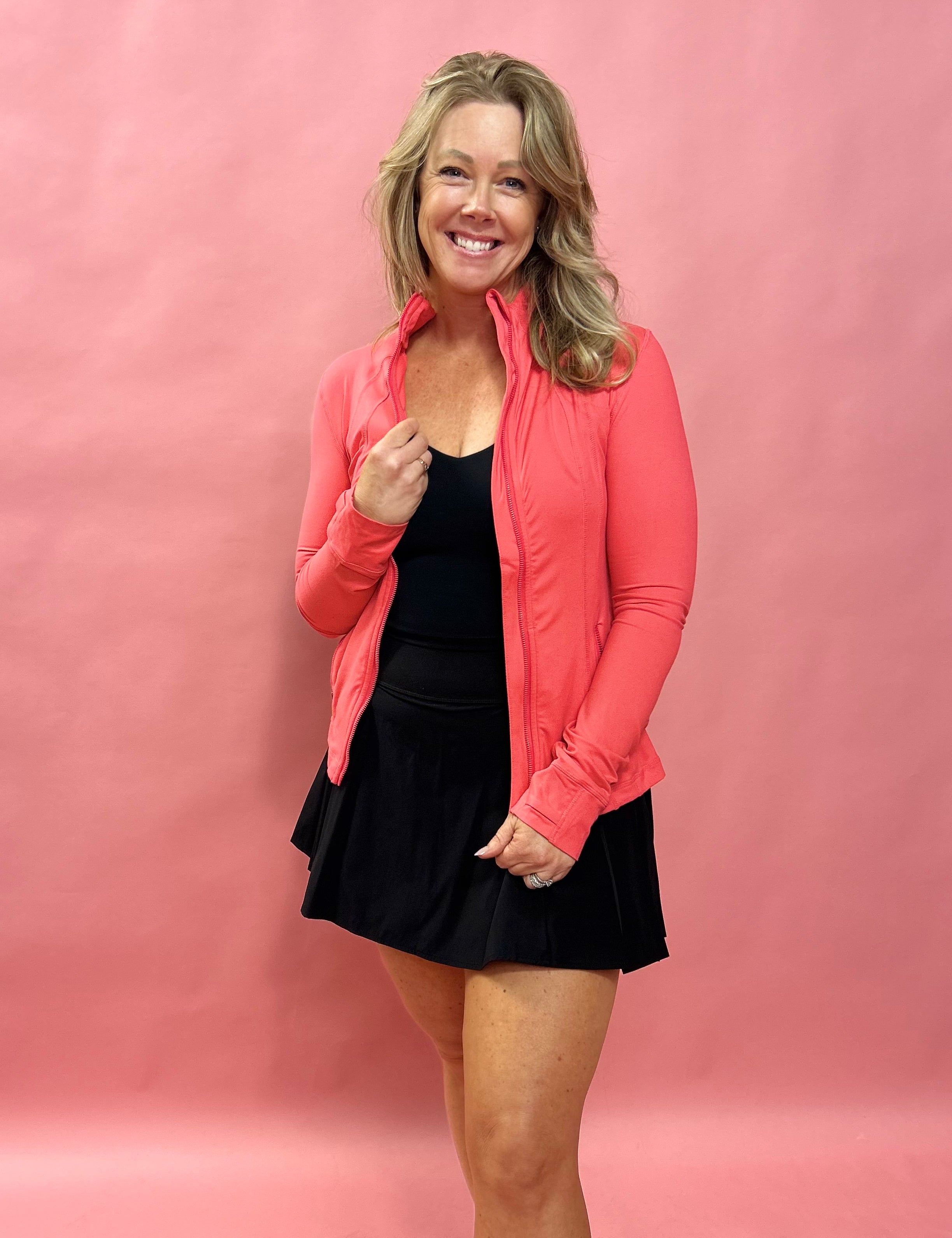 Move in Style: Butter Soft Flamingo Pink Full-Zip Jacket in Pink